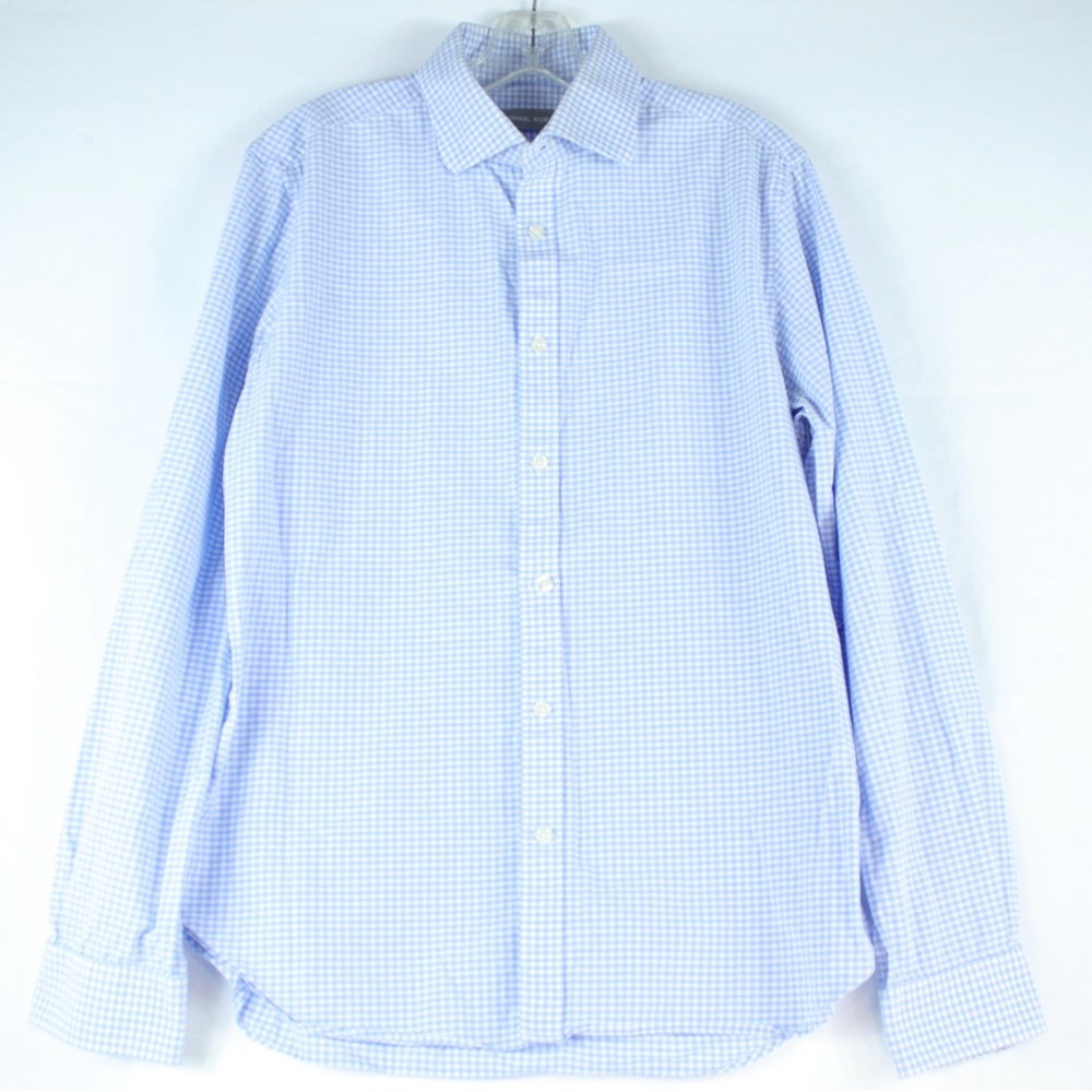 Michael Kors Blue Slim Fit Flannel Long Sleeve Button Up Shirt Mens Size 15.5